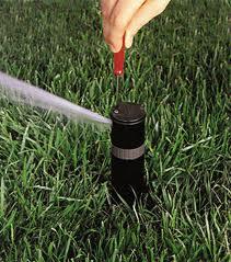 a Wylie Sprinkler Repair tech adjusts a pop up head